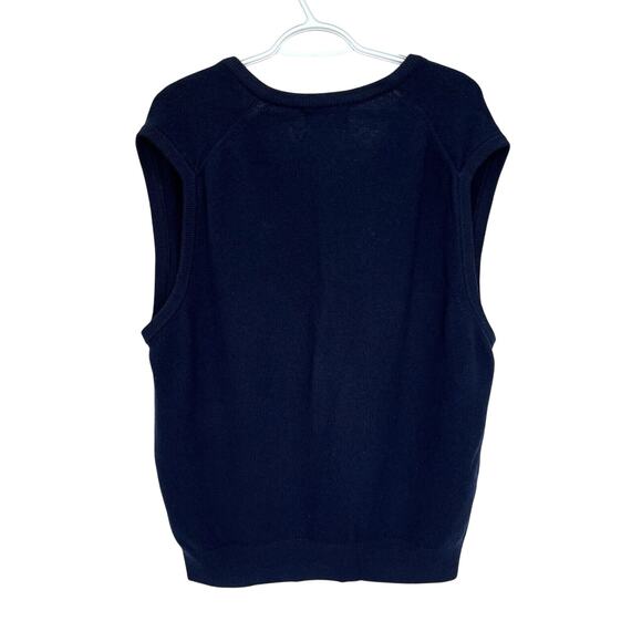 Vintage 90s LANDS’ END Knit Sweater Vest Large Lambswool Dark Gray UK Made - Picture 5 of 5